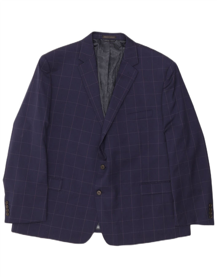 Giacca blazer da uomo a 2 bottoni Ralph Lauren IT 52 grande lana a quadri blu navy