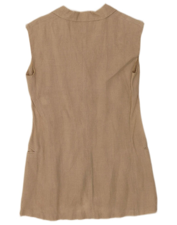 Giacca blazer senza maniche a 3 bottoni da donna Max Mara UK 10 piccolo lino beige