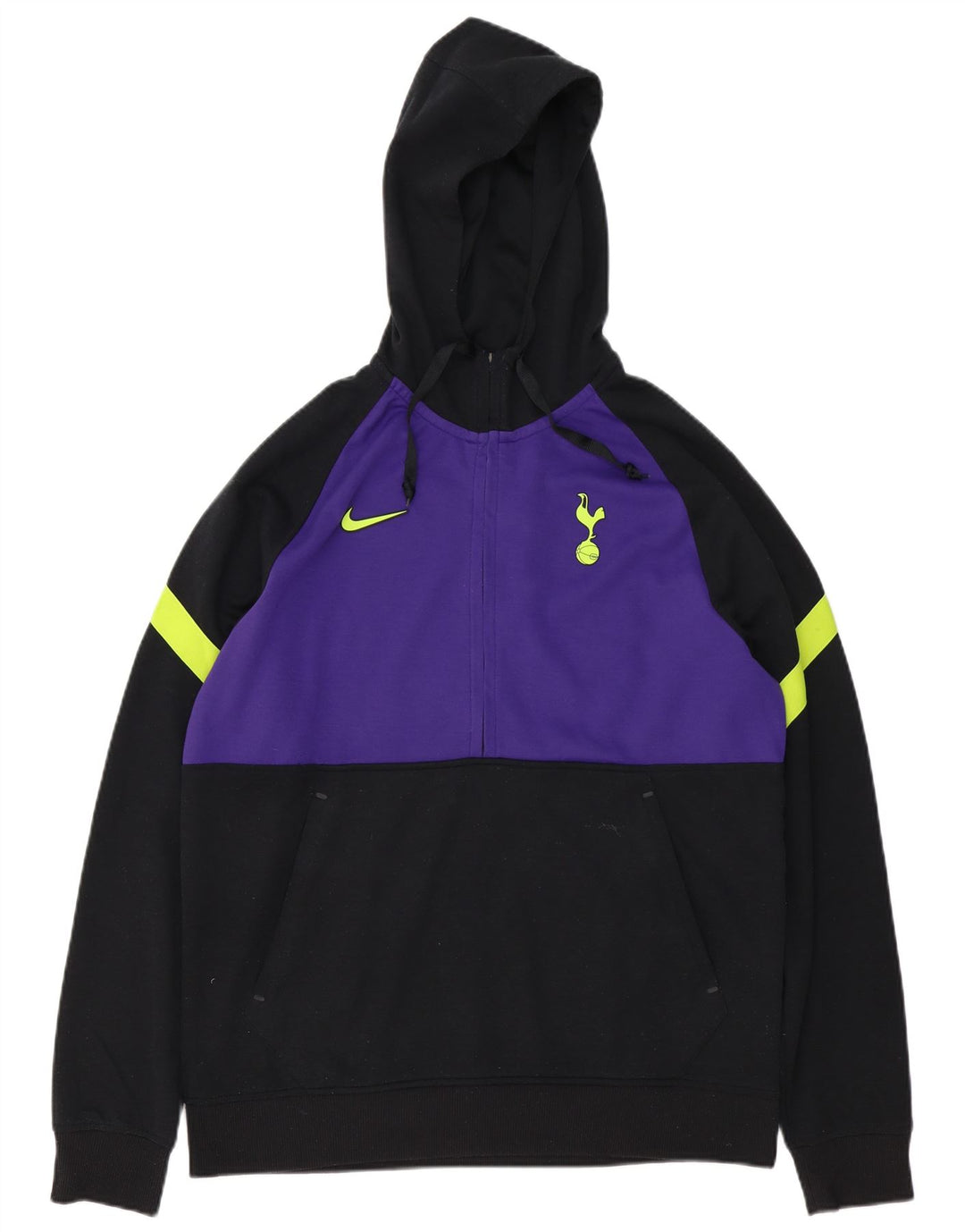 Felpa con cappuccio e collo con zip Nike da uomo, grande, in poliestere color block nero