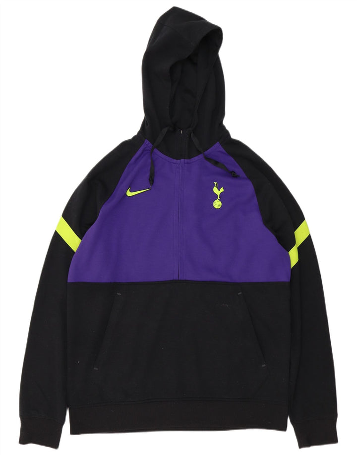 Felpa con cappuccio e collo con zip Nike da uomo, grande, in poliestere color block nero