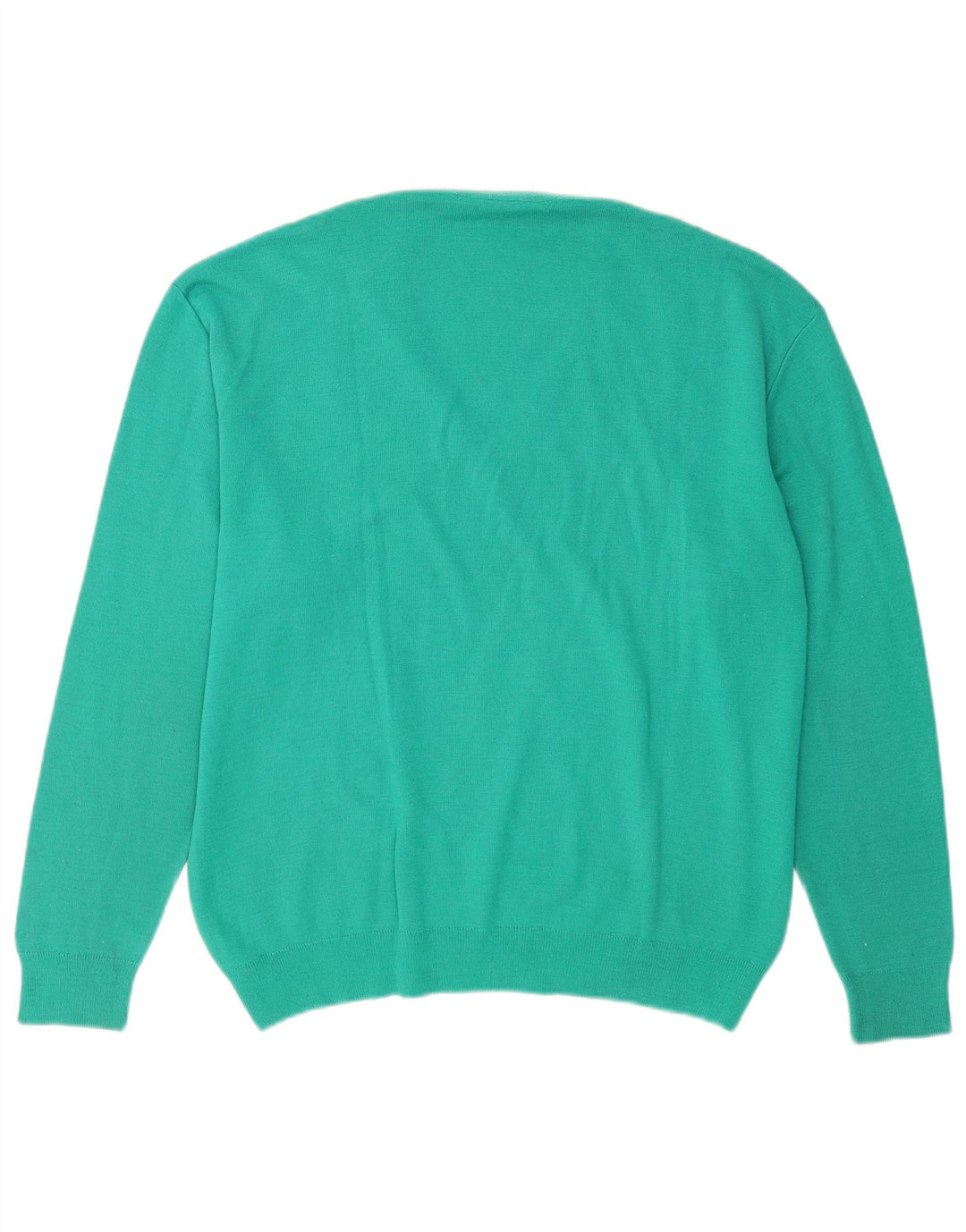 Maglione vintage da uomo con scollo a V, grande lana turchese