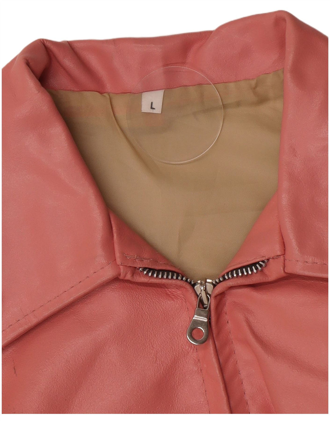 Giacca in pelle vintage da donna UK 14 grande rosa