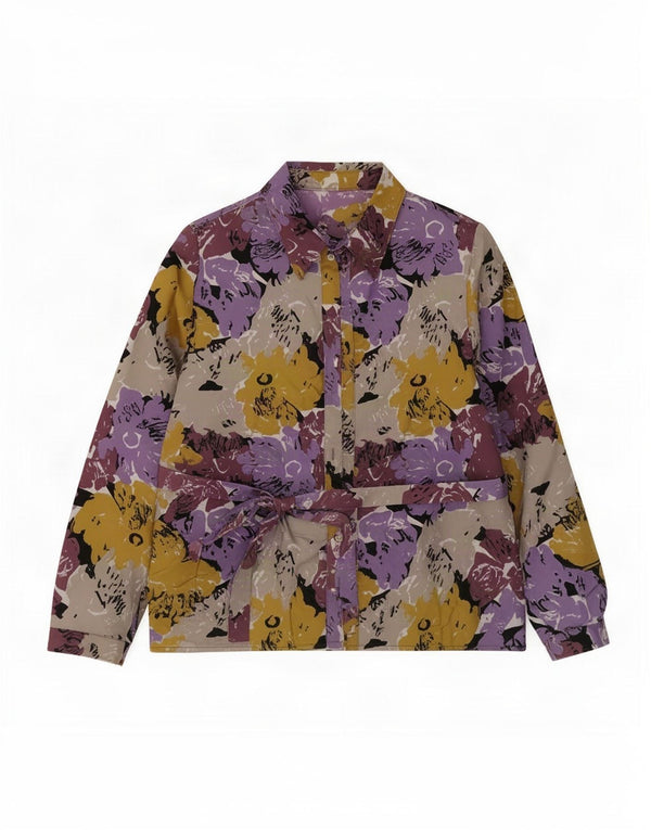 Camicia da donna vintage UK 16 grande floreale multicolore