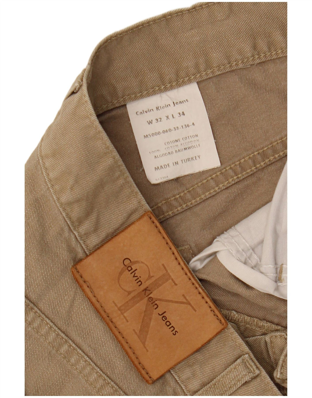 Jeans dritti da uomo Calvin Klein W32 L31 cotone beige