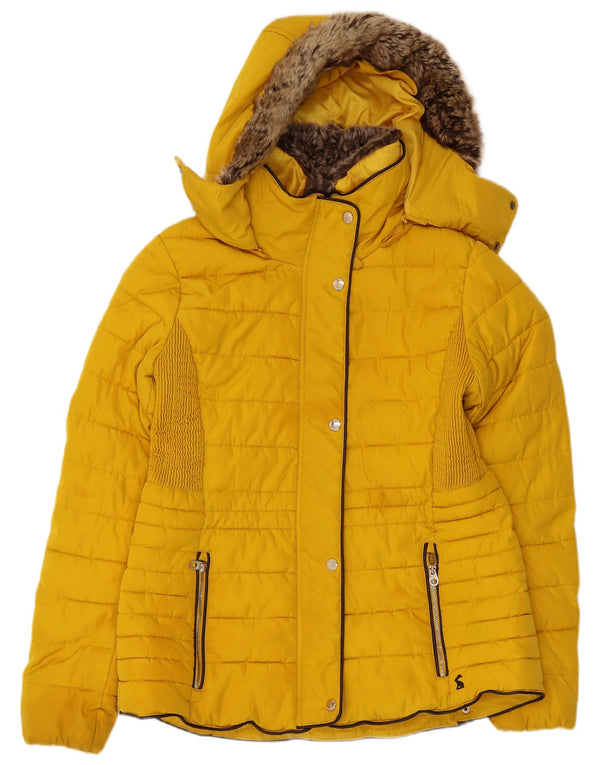 Giacca imbottita con cappuccio da donna Joules UK 14 poliestere giallo medio
