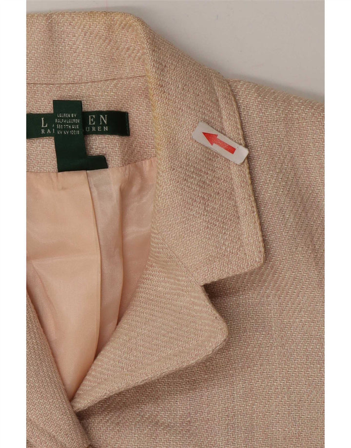 Giacca blazer da donna a 7 bottoni Ralph Lauren US 8 Lino beige medio