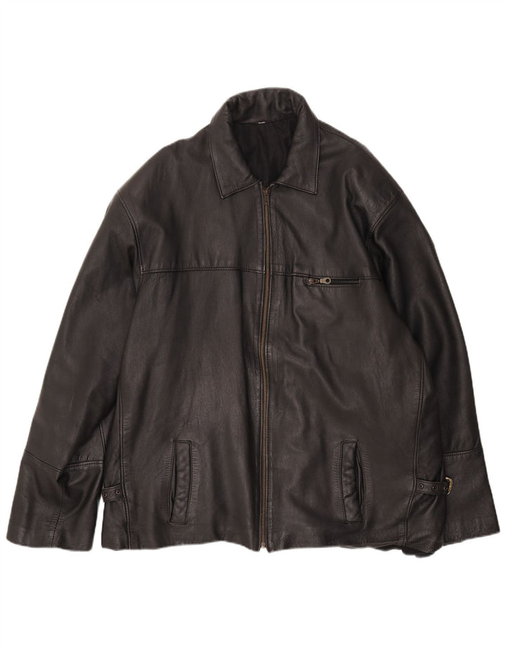 Giacca in pelle vintage da uomo UK 44 2XL Nera