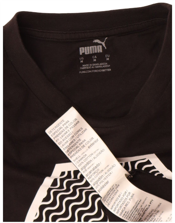 T-shirt grafica da uomo Puma Top in cotone nero medio