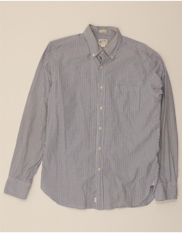 J. CREW Mens Short Sleeve Shirt Medium Blue Check Cotton Vintage J. Crew and Second-Hand J. Crew from Messina Hembry 