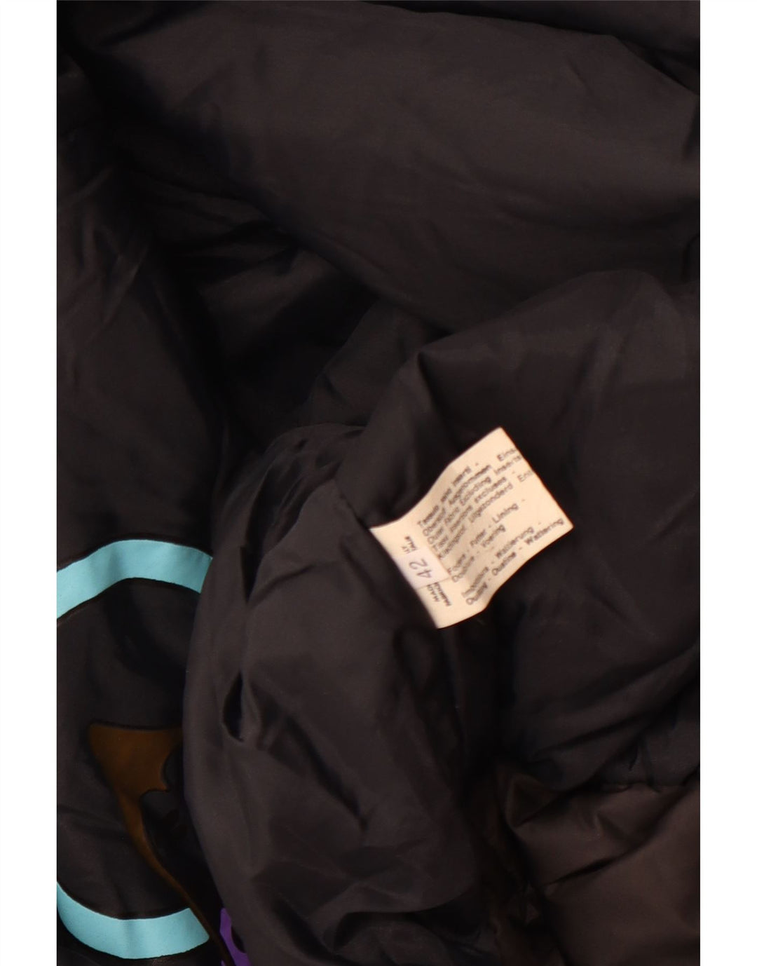 Giacca a vento da donna vintage EU 42 Grande poliestere geometrico nero