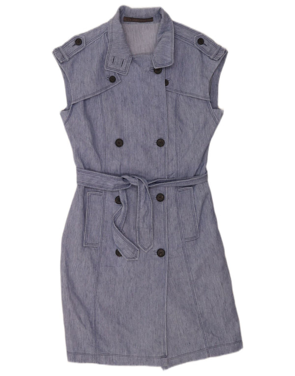 Zara Womens Military Sleeveless Sheath Dress UK 12 Medium Blue