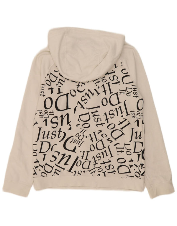 Felpa con cappuccio e collo con zip grafica Nike da bambino, 13-14 anni, XL, cotone bianco
