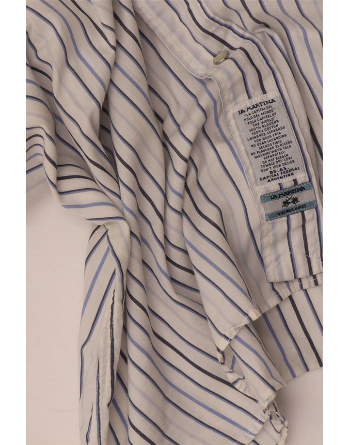 Camicia grafica da uomo La Martina grande cotone gessato bianco