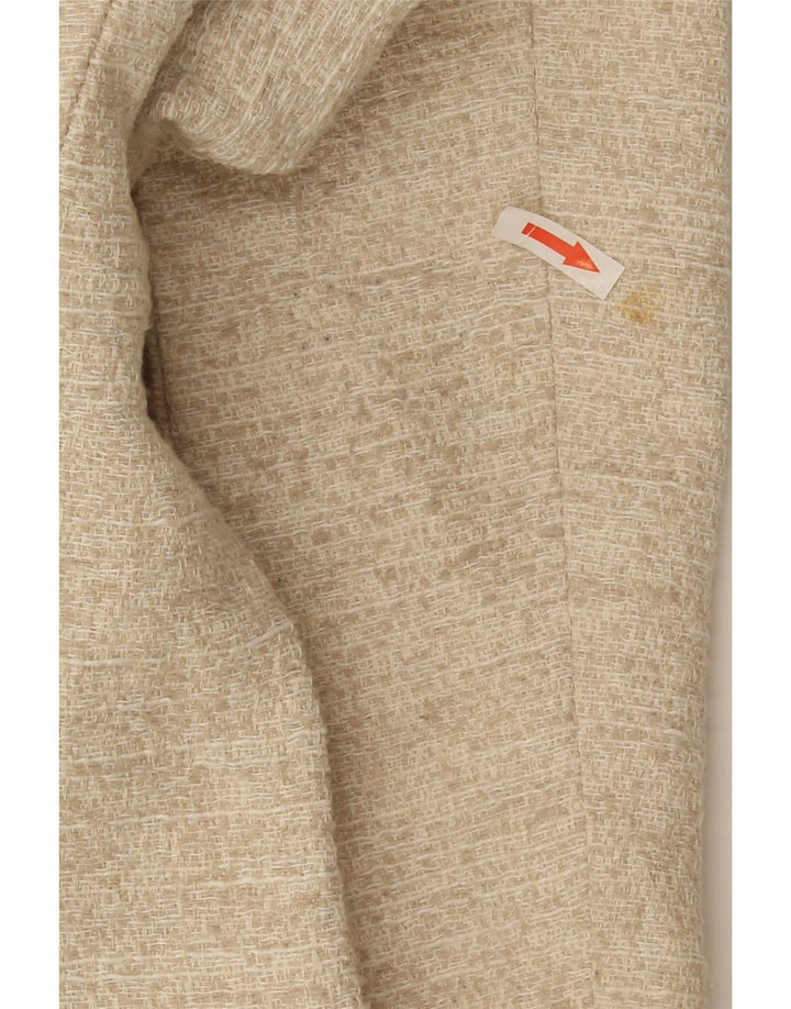 Giacca blazer aperta da donna Zara UK 12 Cotone screziato beige medio
