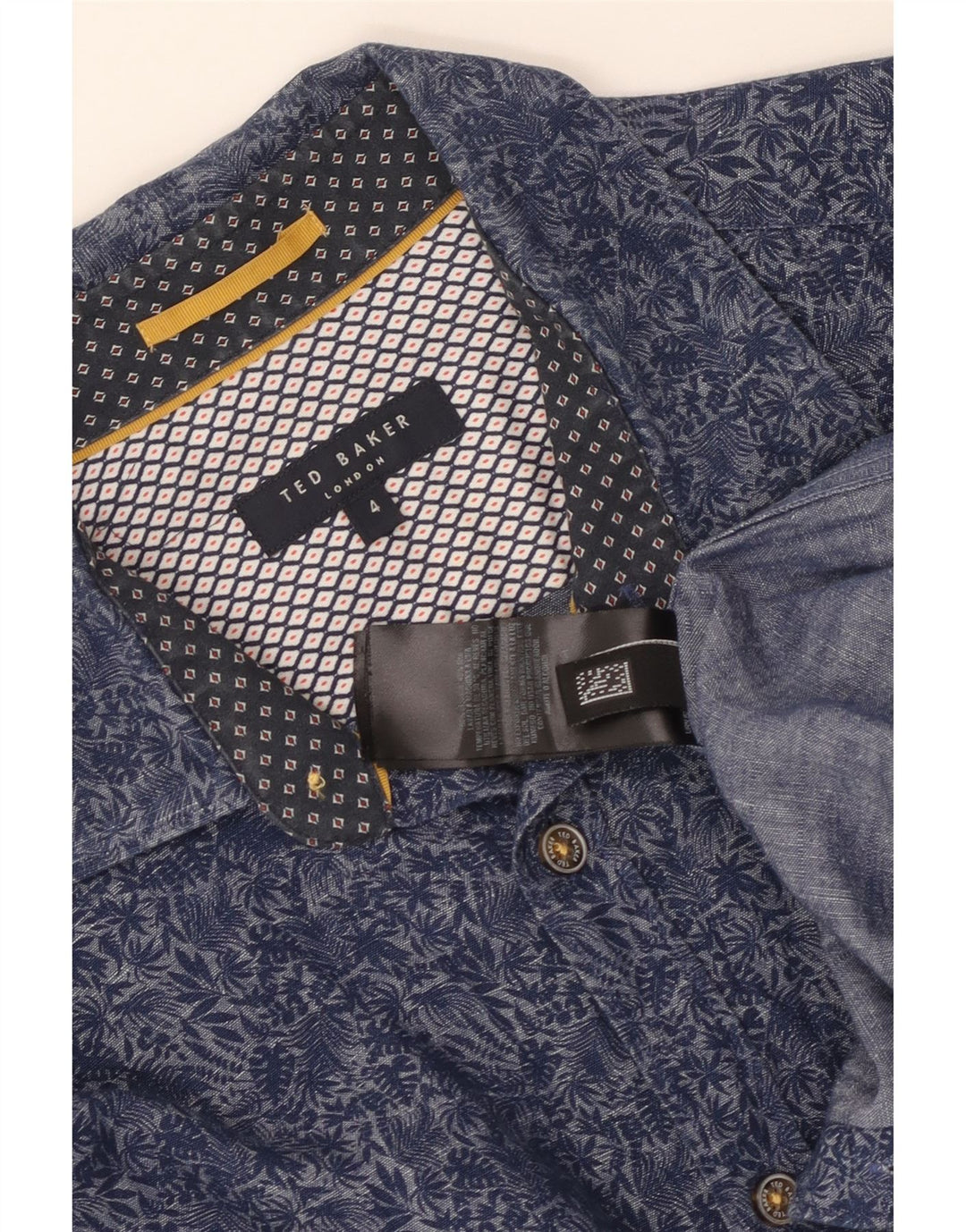 Camicia da uomo TED BAKER taglia 4 grande cotone floreale blu navy