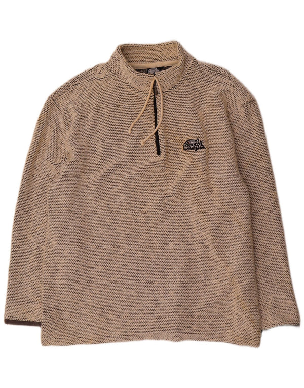 Felpa da uomo con collo con zip Weird Fish 2XL cotone beige