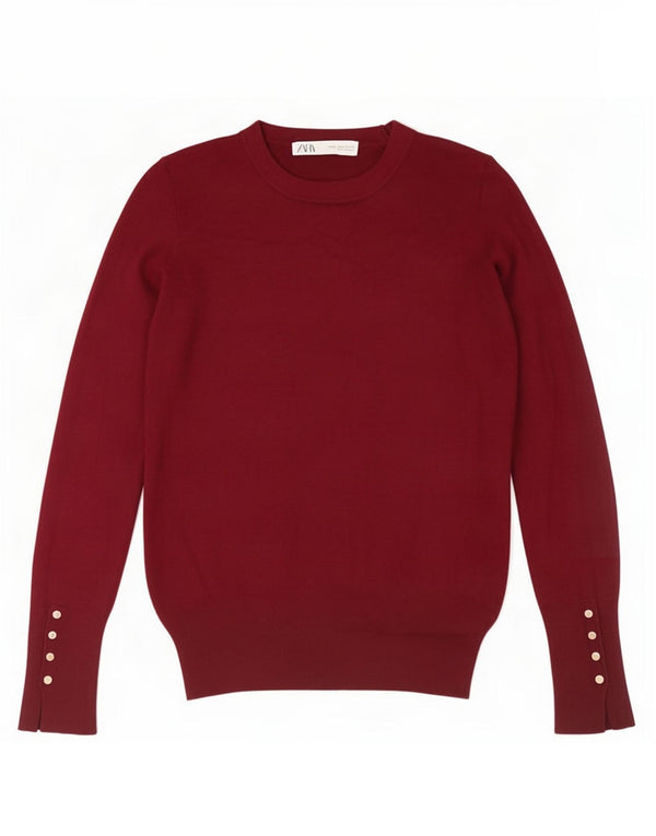 Maglione girocollo da donna Zara UK 8 piccolo in viscosa bordeaux