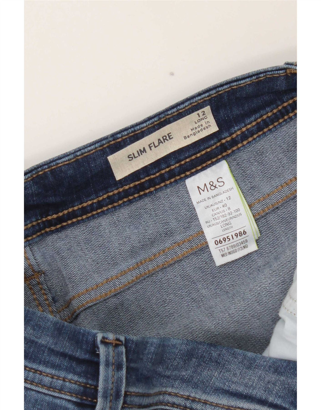 Jeans svasati lunghi slim da donna Marks & Spencer UK 12 medio W28 L32 blu