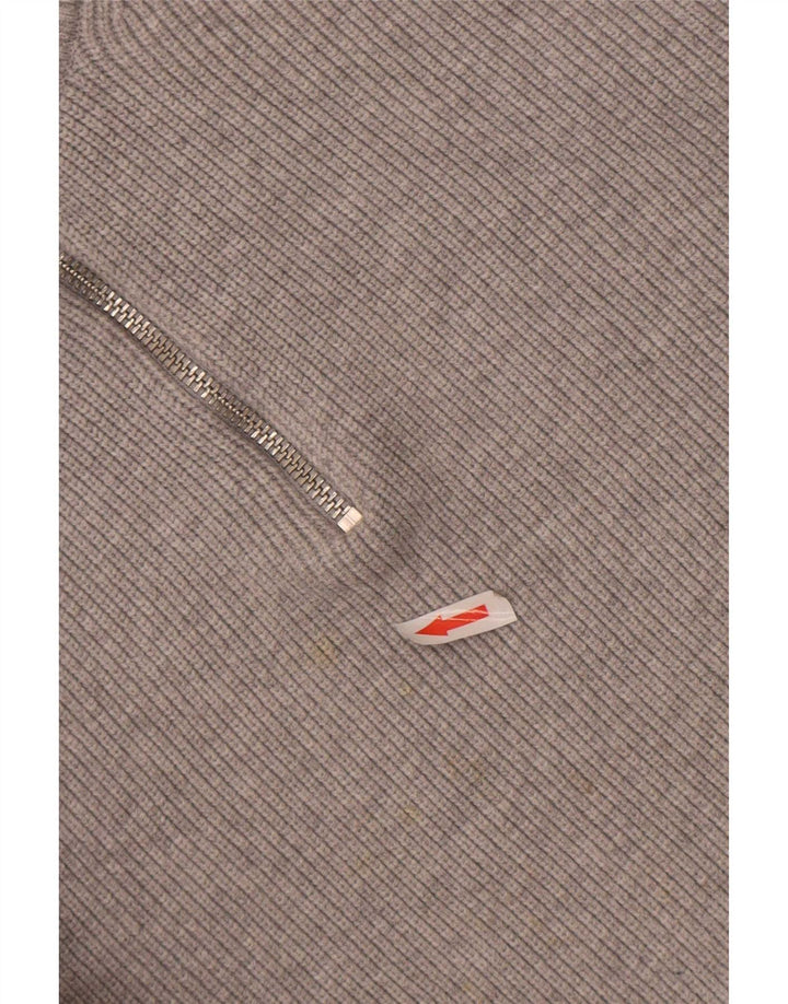 Maglione da uomo Marks & Spencer con zip e collo grande in poliestere grigio
