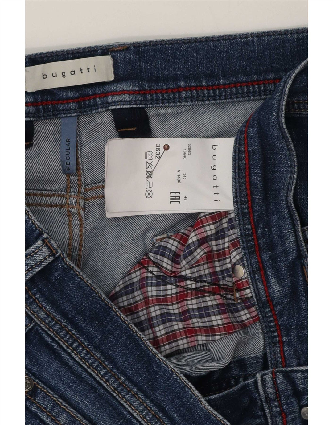 Jeans dritti regolari da uomo Bugatti W36 L32 cotone blu