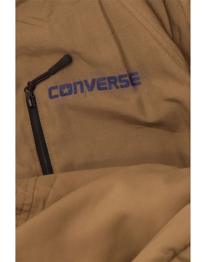 Giacca a vento con cappuccio da uomo CONVERSE UK 36 piccola in cotone kaki