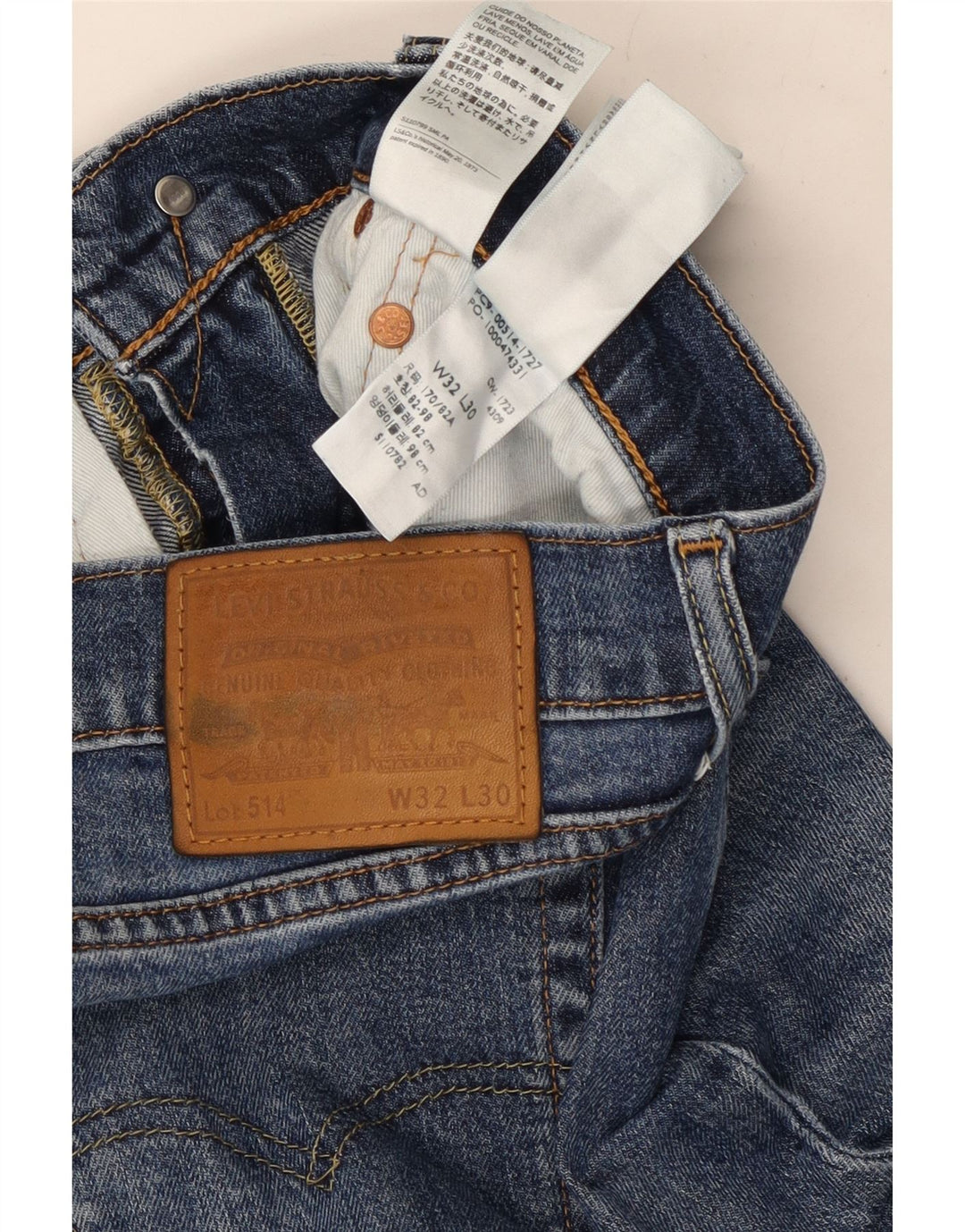 Levi's Uomo 514 Jeans dritti invecchiati W32 L30 Cotone blu