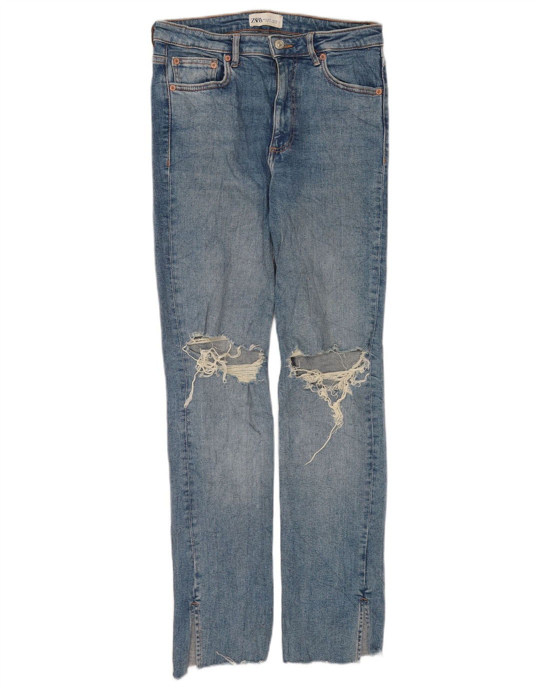 Jeans slim invecchiati da donna Zara EU 40 medio W30 L31 cotone blu