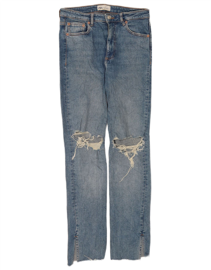 Jeans slim invecchiati da donna Zara EU 40 medio W30 L31 cotone blu