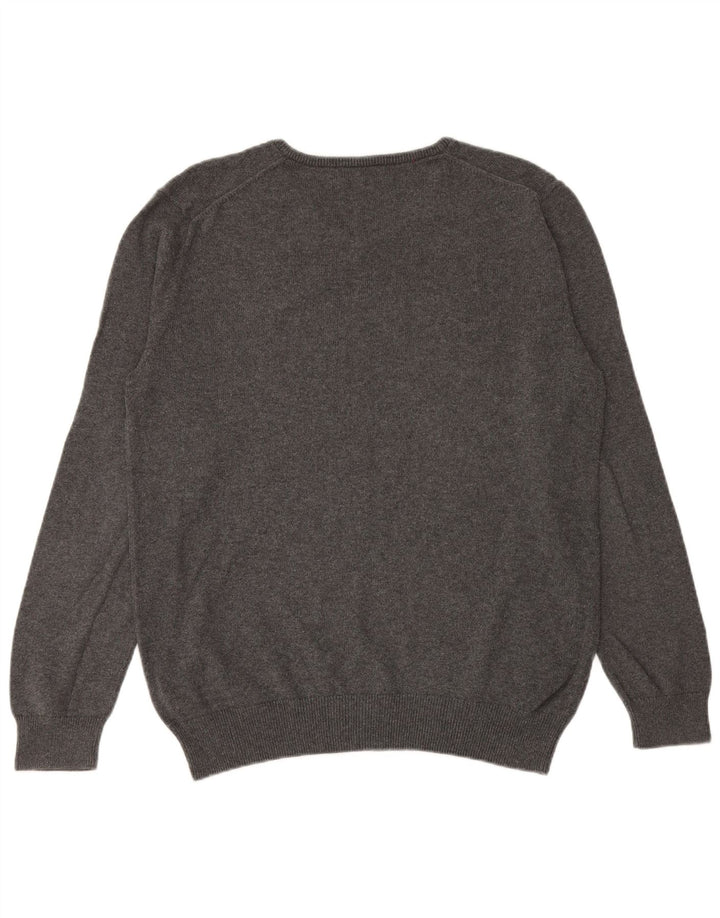 Crew Clothing Maglione da uomo con scollo a V grande cotone grigio