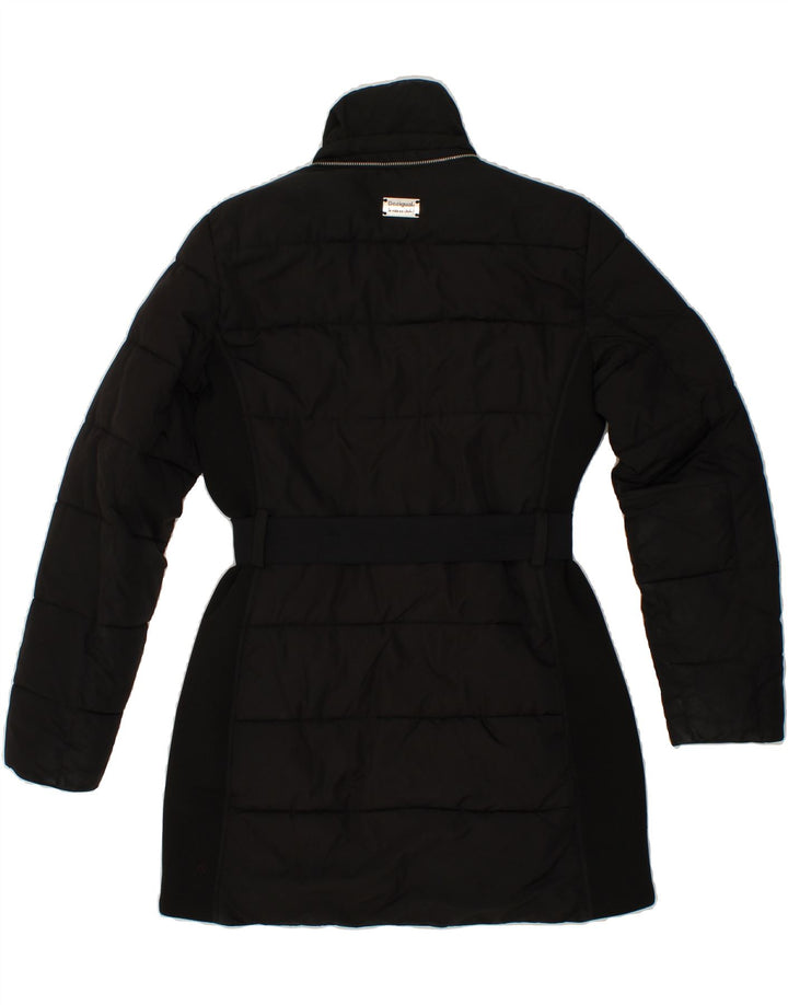 DESIGUAL Womens Padded Coat EU 38 Medium Black Floral Polyester Vintage Desigual and Second-Hand Desigual from Messina Hembry 