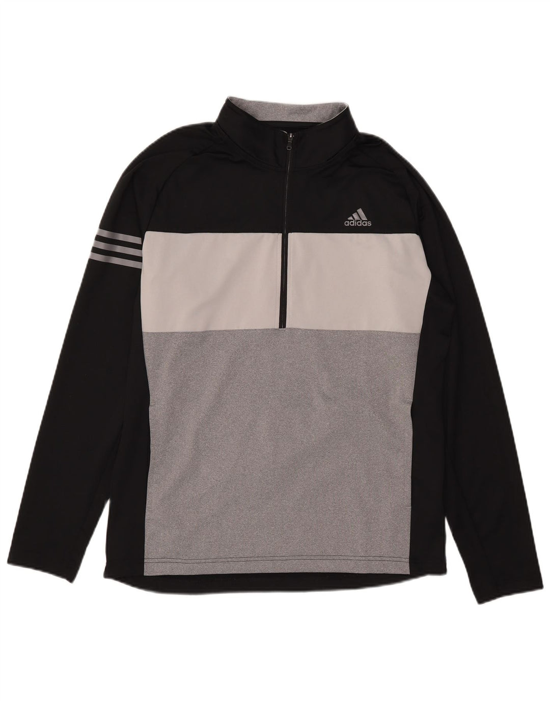 Top della tuta da ginnastica Adidas da uomo con zip e collo, blocco colore nero medio
