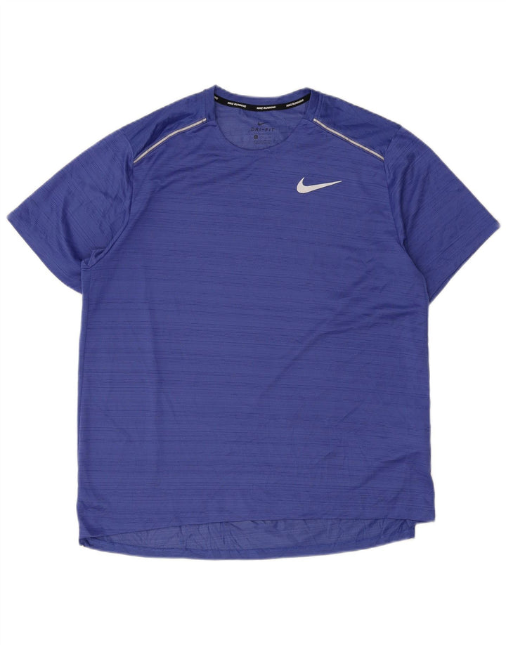 T-shirt da uomo Nike Dri Fit Top XL in poliestere a righe blu