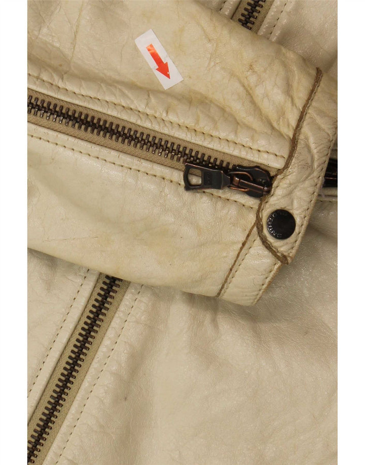 Giacca da pilota in pelle da uomo Gas UK 40 Large Beige Colourblock