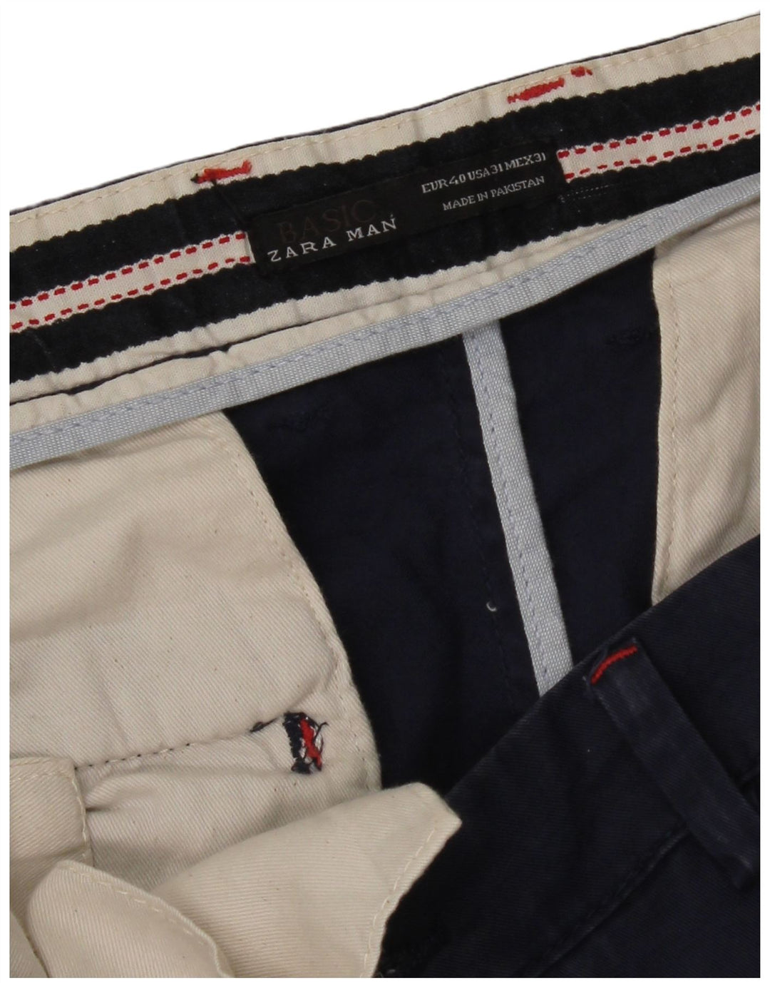 Pantaloni chino slim da uomo Zara EU 40 medio W31 L34 blu navy