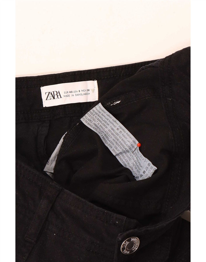 Pantaloni cargo dritti da donna Zara EU 40 medi W30 L31 cotone nero