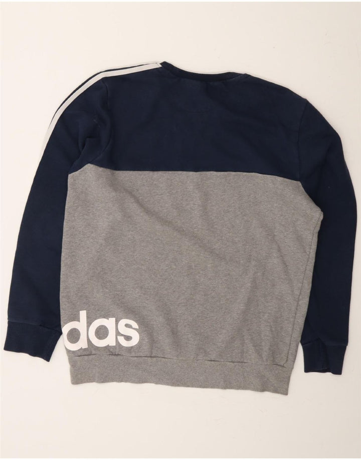 ADIDAS Womens Graphic Sweatshirt Jumper UK 16 Large Grey Colourblock Vintage Adidas and Second-Hand Adidas from Messina Hembry 