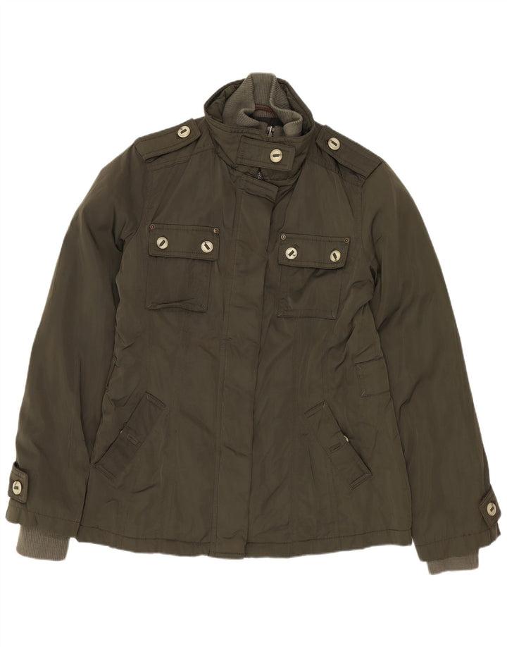 MASSIMO DUTTI Giacca militare da donna UK 14 Poliestere kaki medio