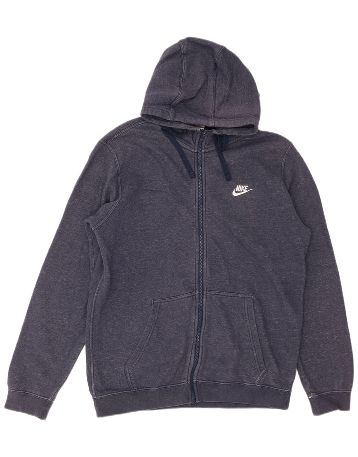 Maglione con cappuccio e zip da uomo NIKE in cotone blu navy medio