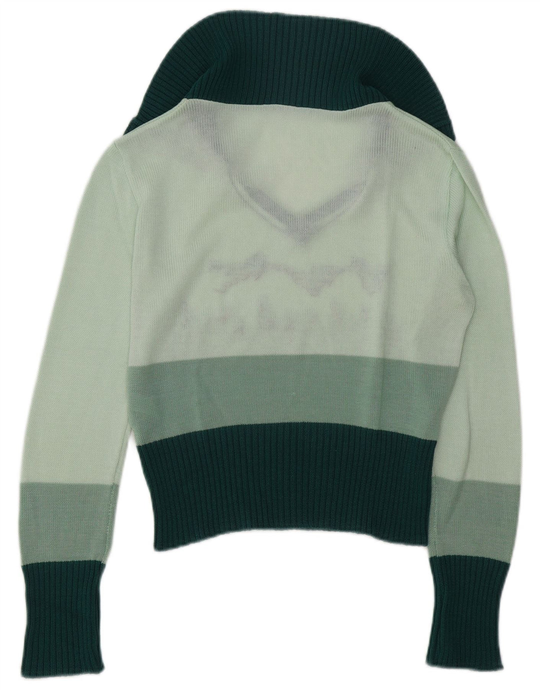 Maglione vintage da donna con collo a polo grafico UK 14 Verde medio