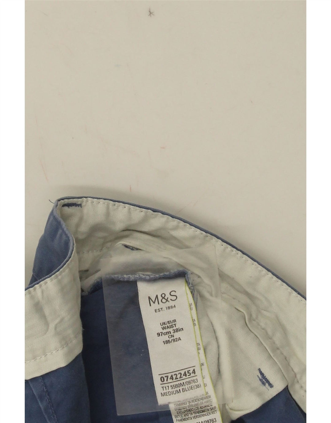 Pantaloncini chino da uomo Marks & Spencer W38 XL cotone blu