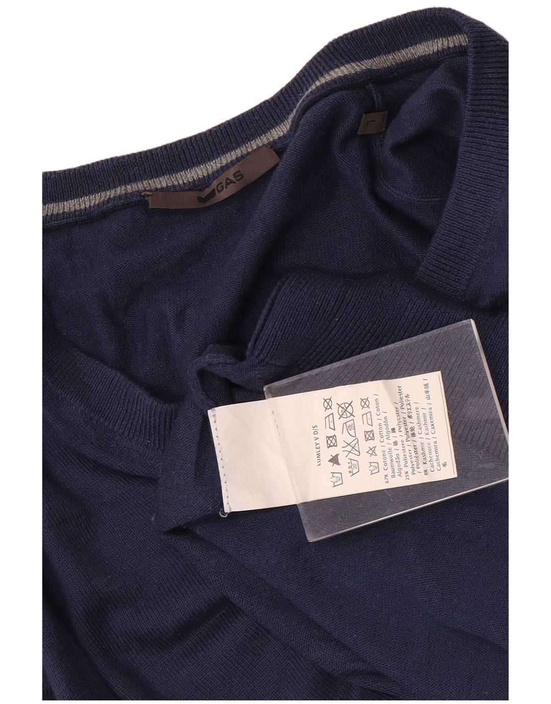 Maglione da uomo con scollo a V Gas grande in cotone blu