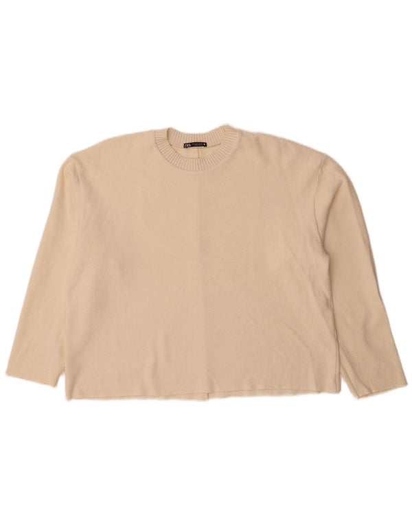 Maglione maglione girocollo oversize da donna Zara UK 16 grande bianco sporco