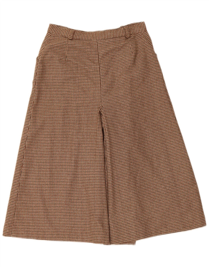Pantaloni Capri vintage da donna IT 42 medi W26 lana pied de poule marrone