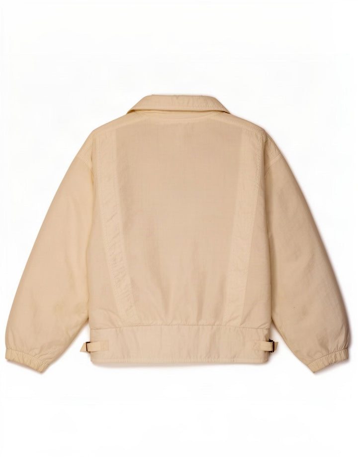 Giubbotto bomber vintage da donna UK 14 grande bianco