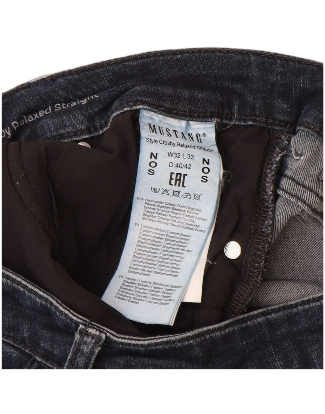 Mustang Jeans dritti da donna vestibilità rilassata W32 L32 cotone blu navy