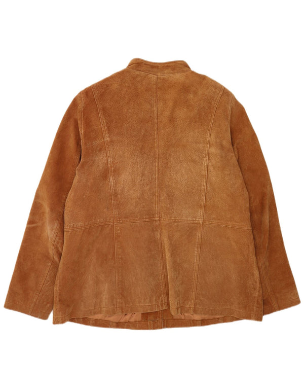 Giacca in pelle scamosciata oversize da donna Essence UK 16 grande marrone