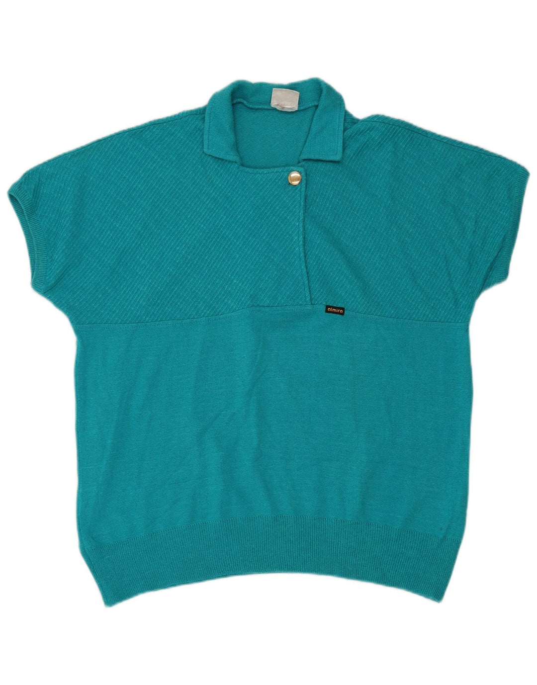 Maglione da donna Almira a maniche corte con collo a polo IT 44 Blu medio