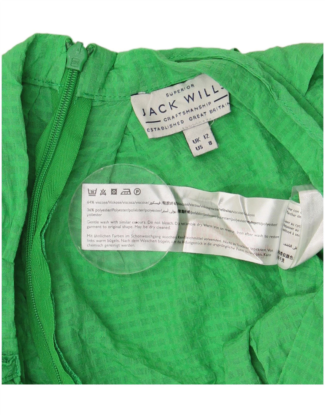 Gonna svasata da donna Jack Wills UK 12 media W28 viscosa geometrica verde