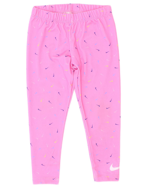 Leggings grafici Nike Dri Fit per ragazze 3-4 anni XS poliestere rosa