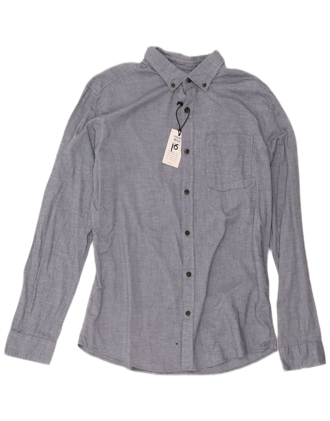 Jack & Jones Camicia da uomo in flanella di cotone a spina di pesce blu grande